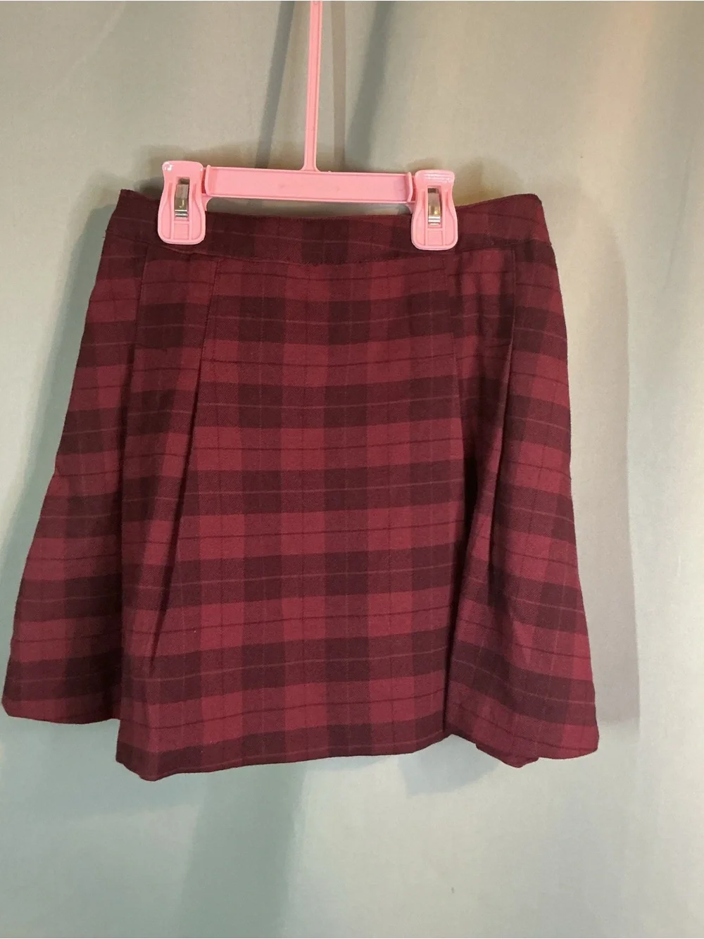 H&M Burgundy Plaid Circle Skater Skirt